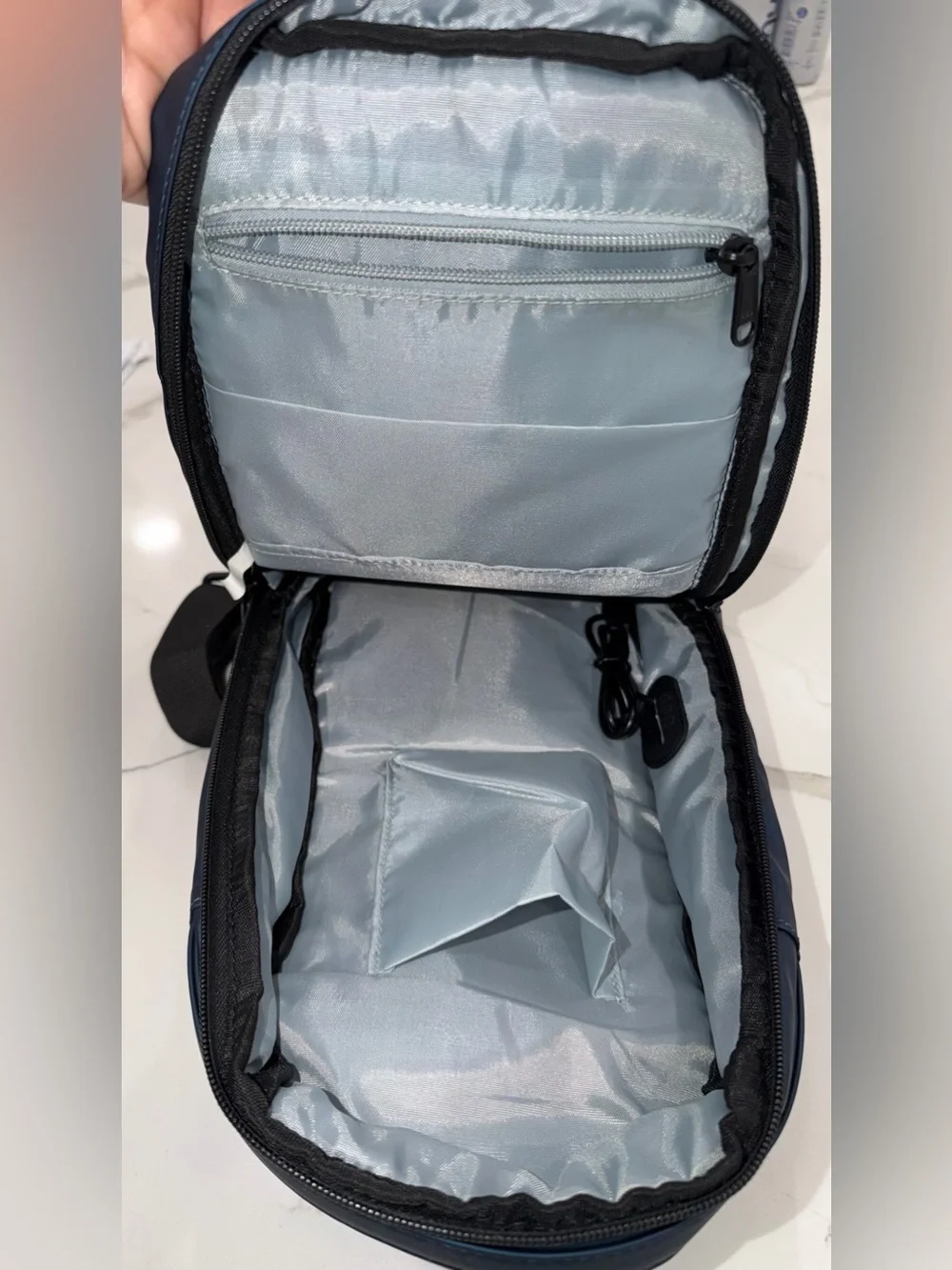 B-APASA Anti-Theft Sling Bag with USB Charging Port — Blue & Black